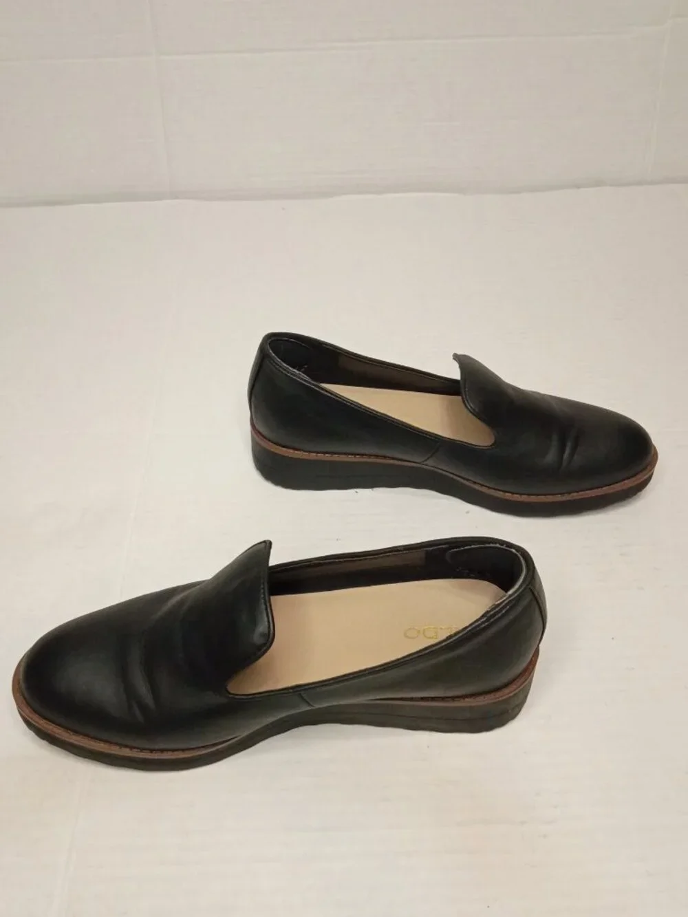 ALDO Black Slip On Comfort Loafers Rounded Toe Women’s Size 7.5